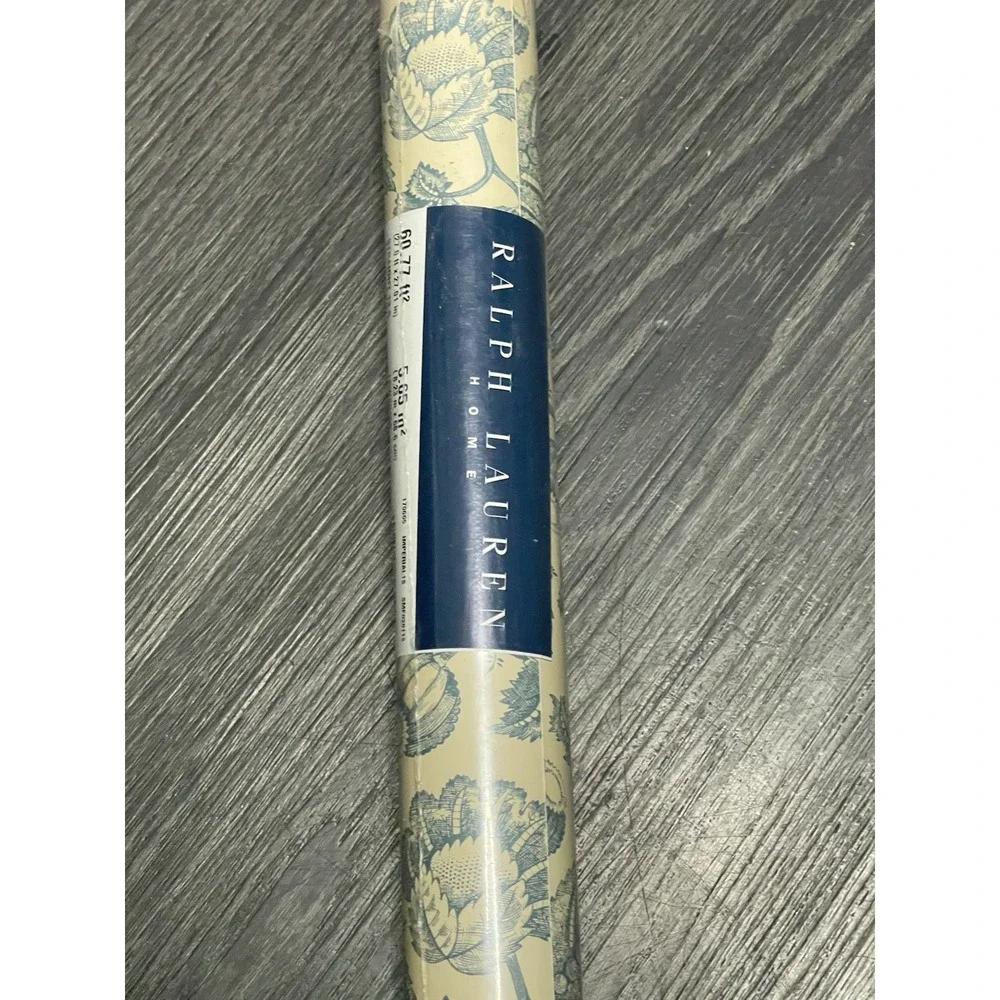 Ralph Lauren Home Floral Wallpaper Roll Blue Cream‎ Designer Wallcovering